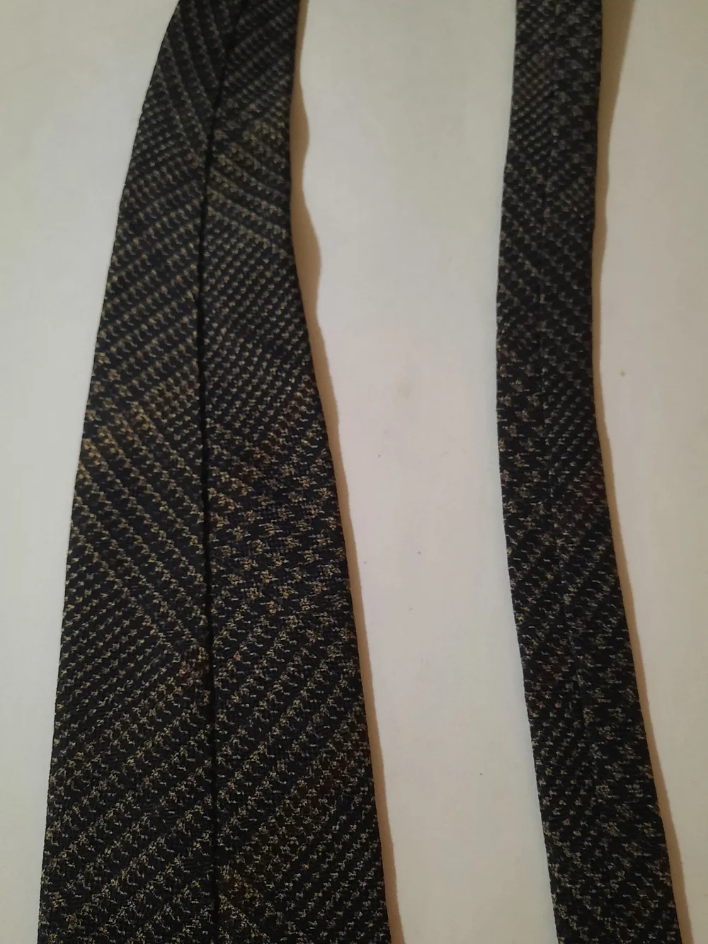 Vintage Eddie Bauer AKA Woven Tweed Necktie Brown Gold Geometric Pattern